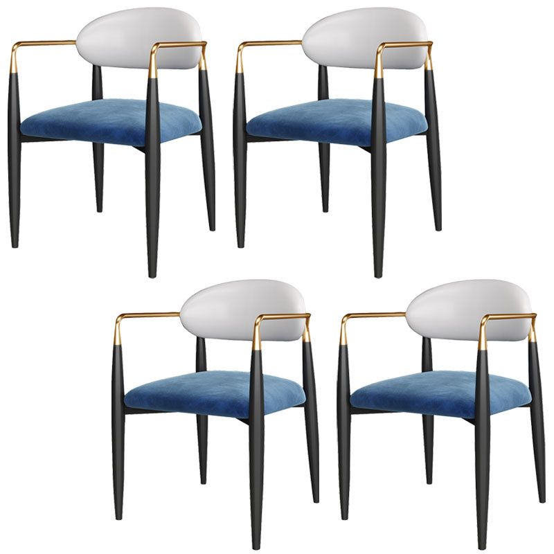 Contemporary Style Kitchen Metal Dining Chairs Open Back Dining Arm Side Chair