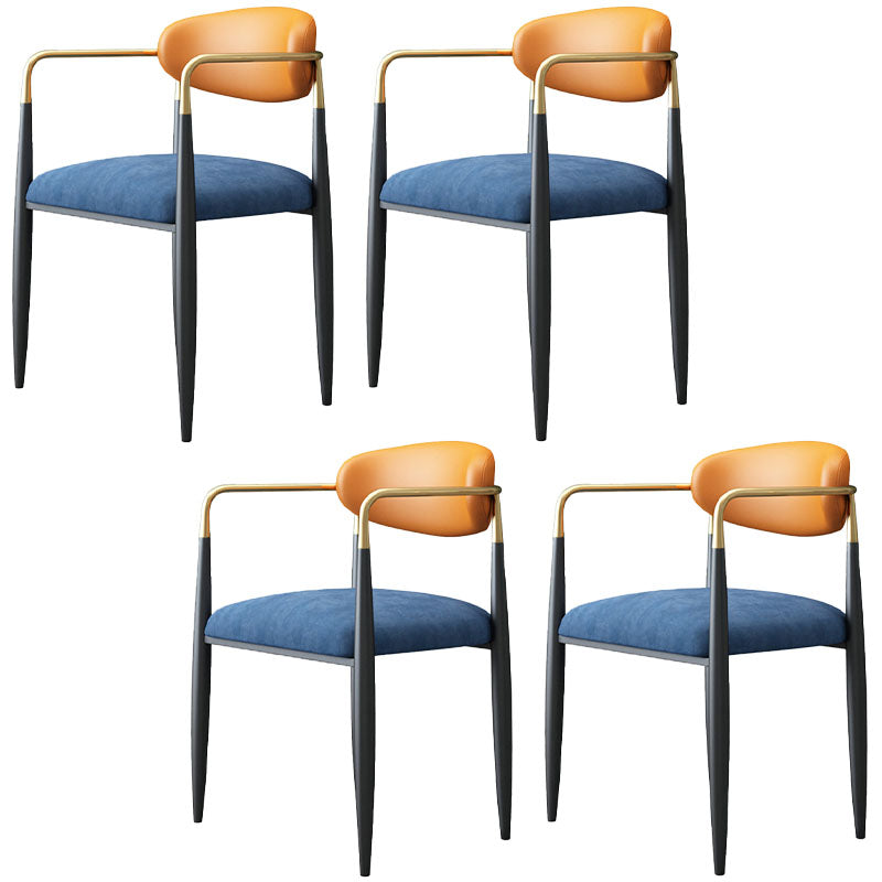 Contemporary Style Kitchen Metal Dining Chairs Open Back Dining Arm Side Chair