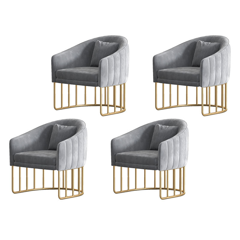 Glam Metal Dining Room Chair Velvet Armless Dining Chairs for Home Use