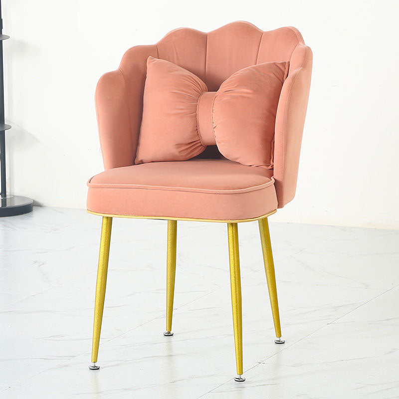 Nordic Style Metal Dining Room Chair Velvet Armless Dining Chairs for Home Use