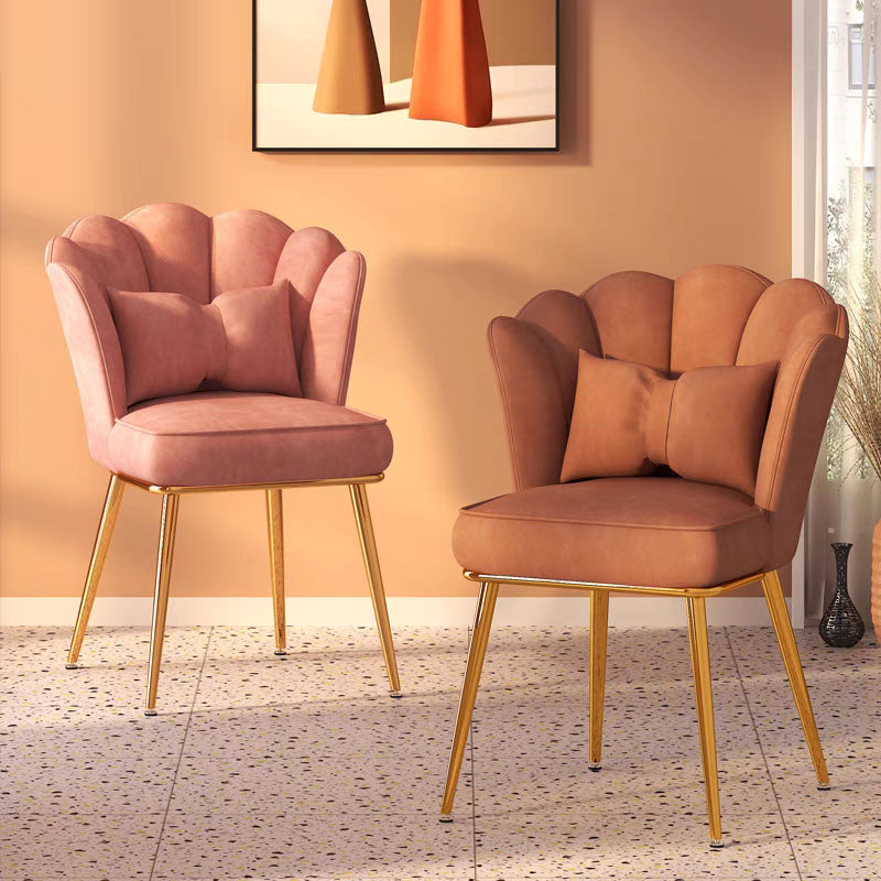 Nordic Style Metal Dining Room Chair Velvet Armless Dining Chairs for Home Use