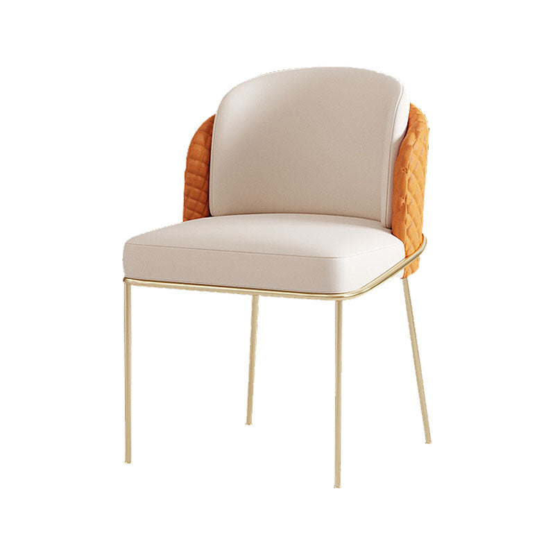 Glam Metal Dining Room Chair Faux Leather Dining Chairs for Home Use