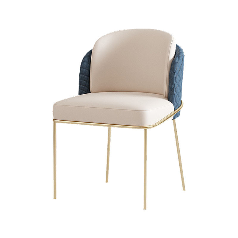 Glam Metal Dining Room Chair Faux Leather Dining Chairs for Home Use