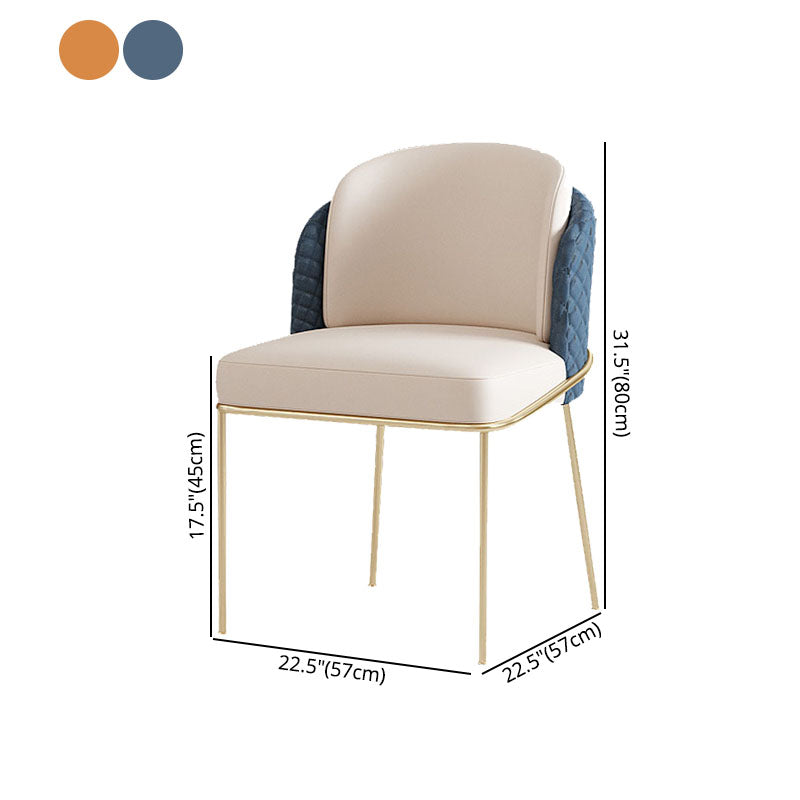 Glam Metal Dining Room Chair Faux Leather Dining Chairs for Home Use