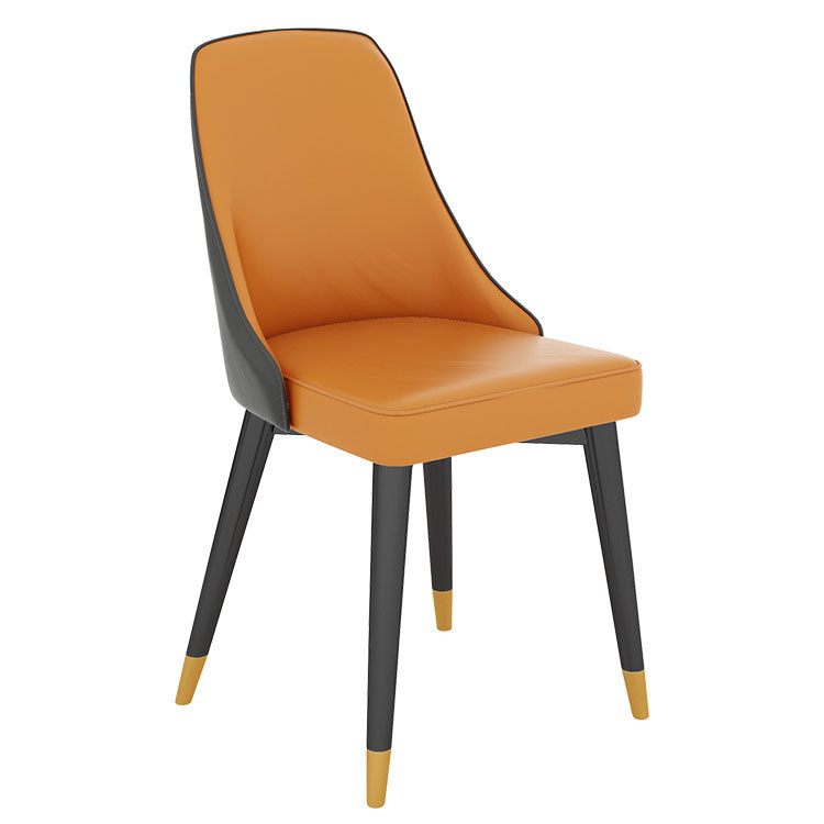 Glam Metal Dining Room Chair Faux Leather Parsons Chairs for Home Use