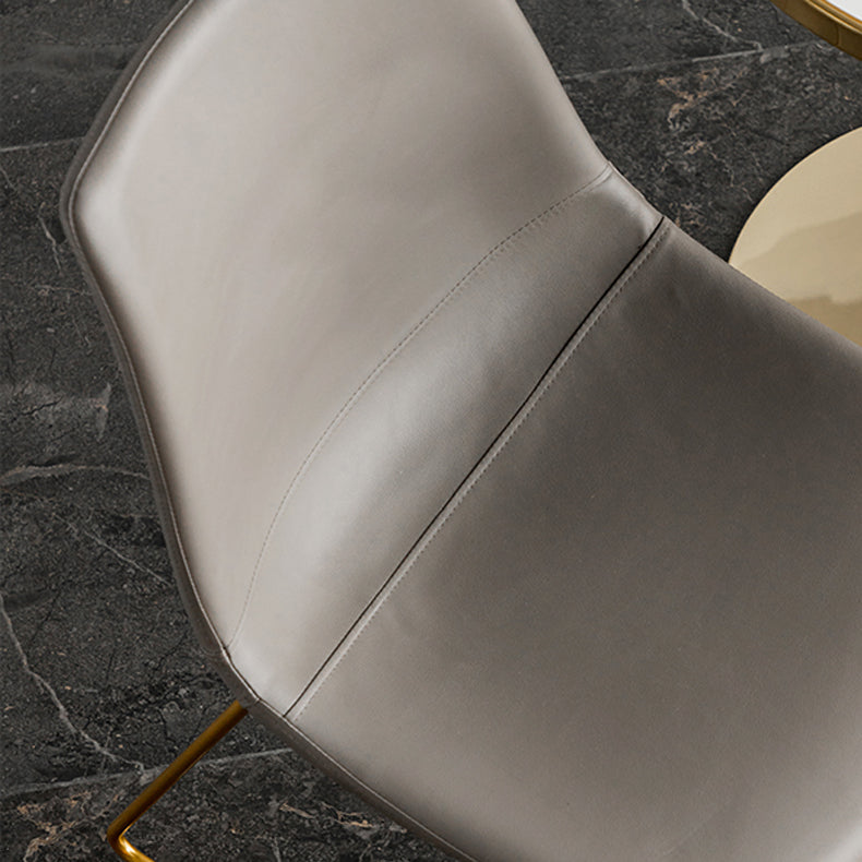 Scandinavian Design Solid Back Armless Dining Chairs Leather Dining Chairs