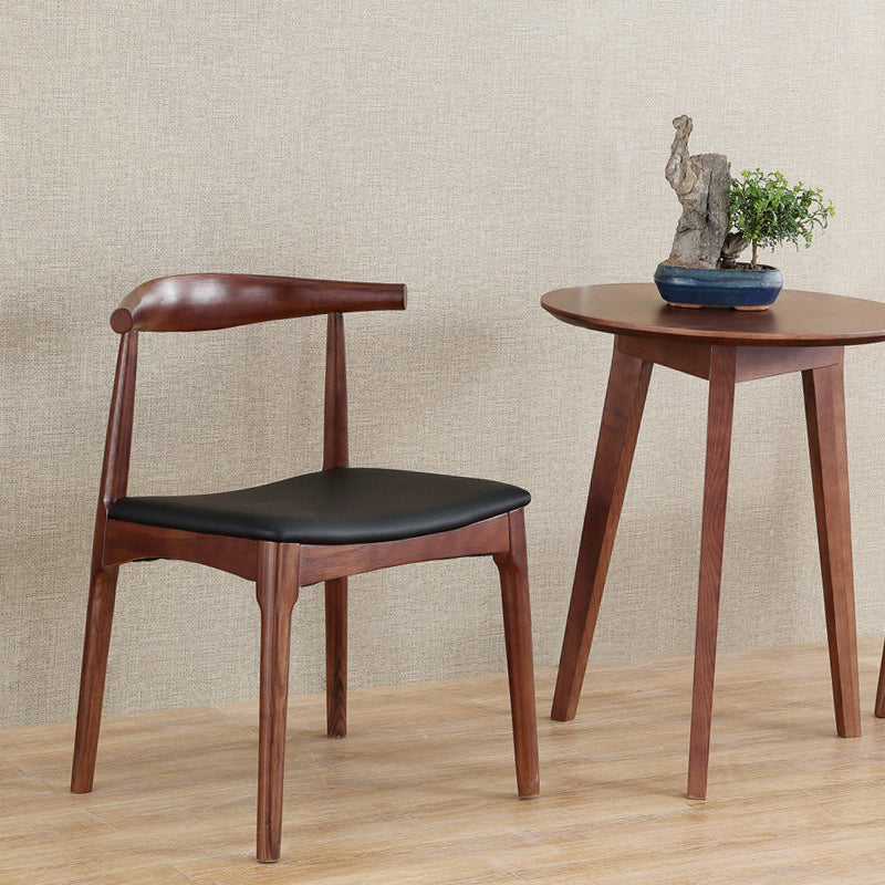Contemporary Style Real Leather Dining Chairs Open Back Dining Side Chair