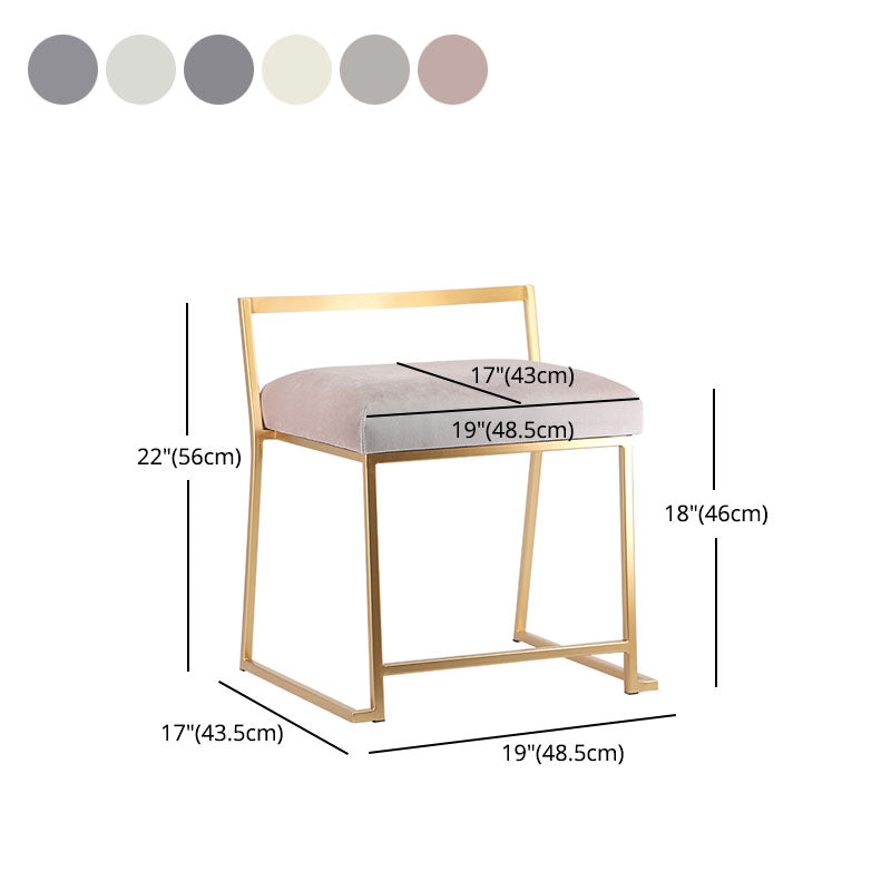 Glam Metal Dining Room Chair Armless Velvet Dining Side Chair for Restaurant Use