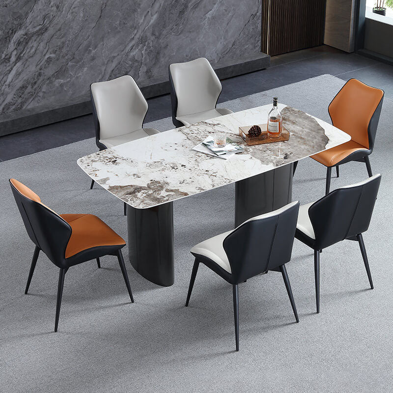 Contemporary Restaurant Wingback Side Chair Leather Dining Chair