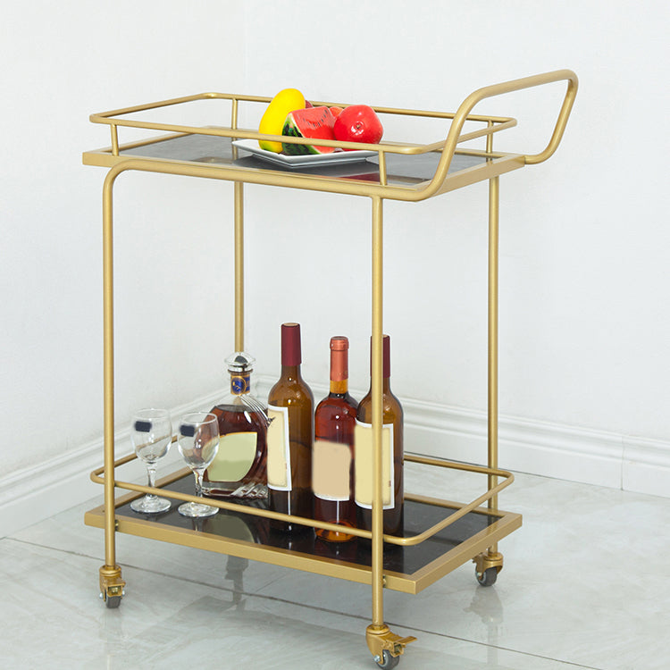 Contemporary 33.86"H Rolling Prep Table Rectangular Metal Prep Table for Home Use