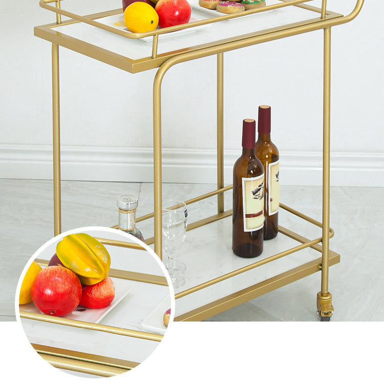 Contemporary 33.86"H Rolling Prep Table Rectangular Metal Prep Table for Home Use