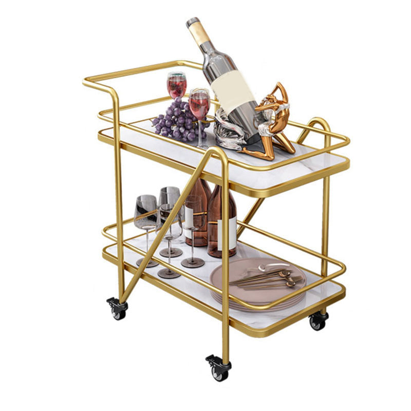 Contemporary Rolling Rectangular Prep Table Metal Prep Table for Home Use