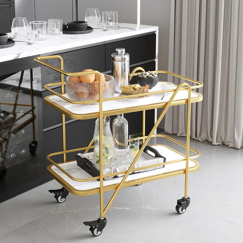 Rolling Modern Prep Table Metal Prep Table with Storage for Dining Room