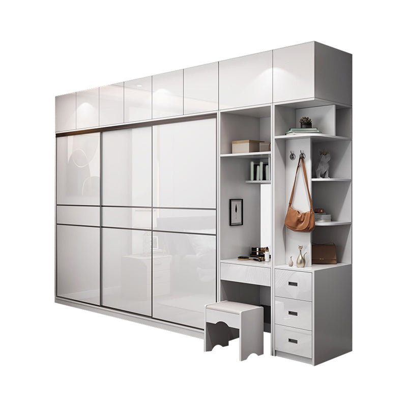 Engineered Wood White Wardrobe Cabinet Modern Wardrobe Closet