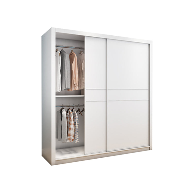 Contemporary Style Wardrobe Armoire White Engineered Wood Wardrobe with Drawer