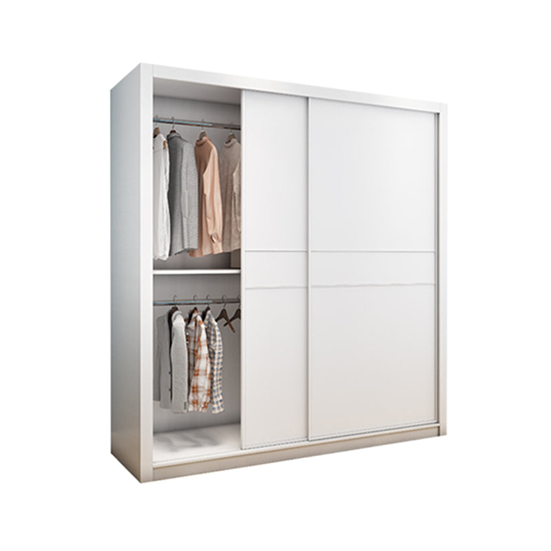 Contemporary Style Wardrobe Armoire White Engineered Wood Wardrobe with Drawer