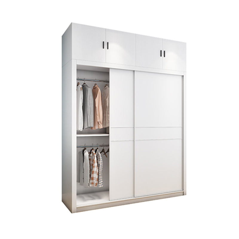 Contemporary Style Wardrobe Armoire White Engineered Wood Wardrobe with Drawer