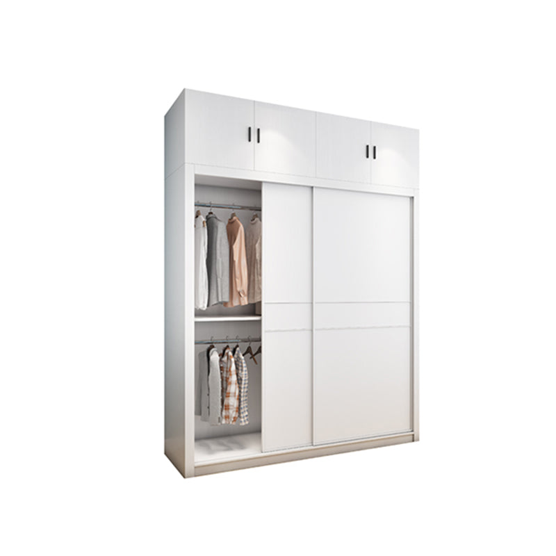 Contemporary Style Wardrobe Armoire White Engineered Wood Wardrobe with Drawer
