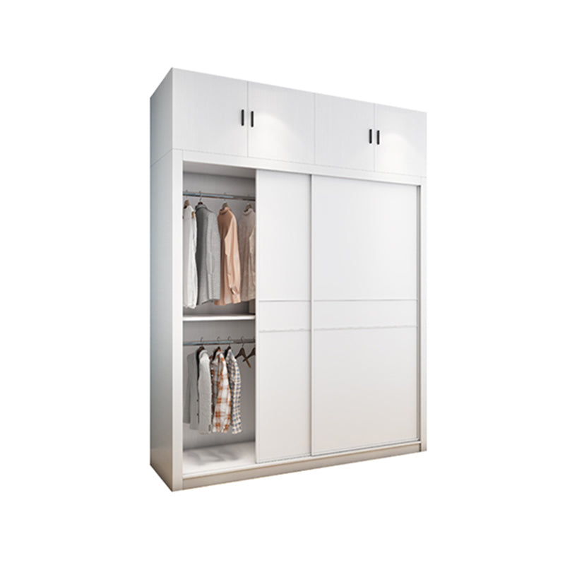 Contemporary Style Wardrobe Armoire White Engineered Wood Wardrobe with Drawer