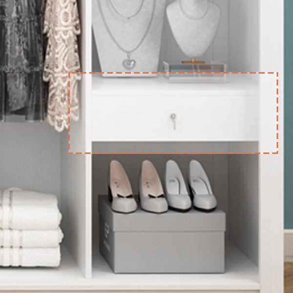 Contemporary Style Wardrobe Armoire White Engineered Wood Wardrobe with Drawer