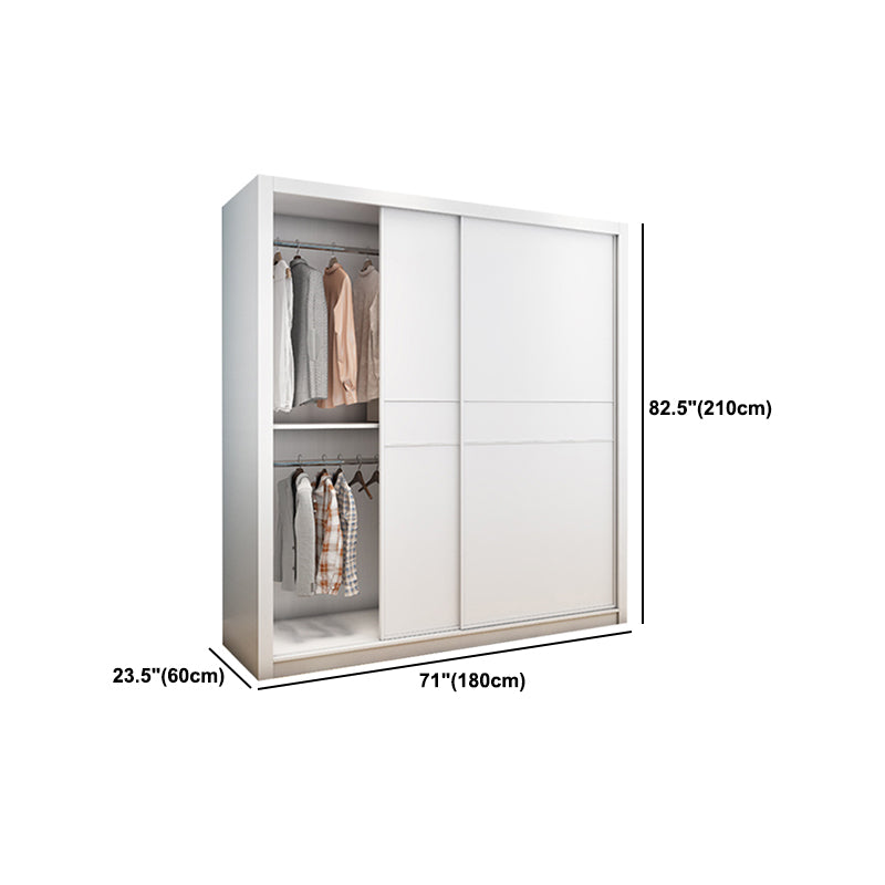 Contemporary Style Wardrobe Armoire White Engineered Wood Wardrobe with Drawer