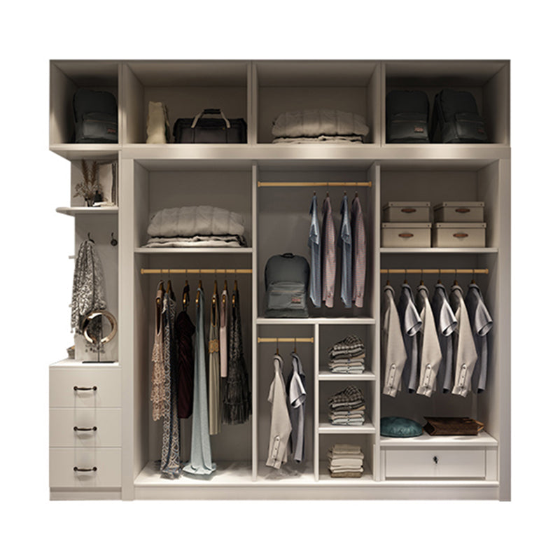 Contemporary White Wardrobe Armoire Engineered Wood Wardrobe with Sliding Door