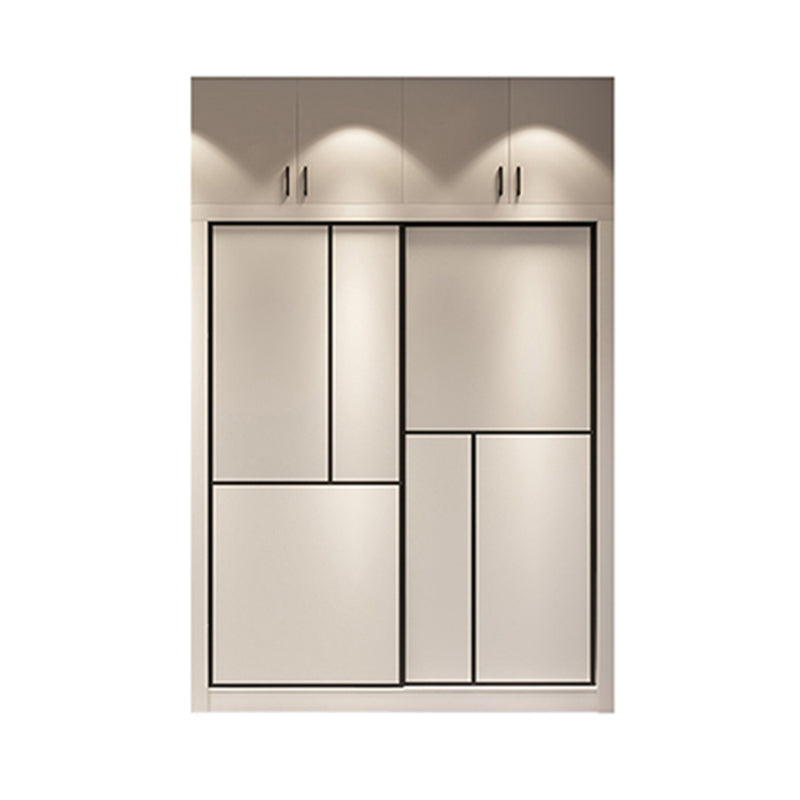 Contemporary White Wardrobe Armoire Engineered Wood Wardrobe with Sliding Door