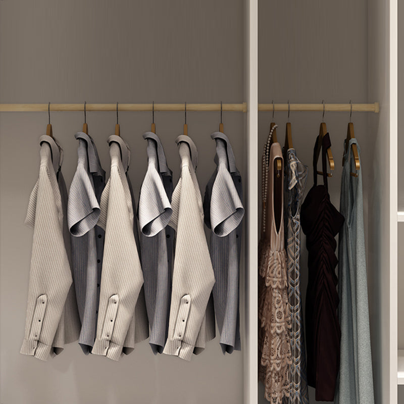 Contemporary White Wardrobe Armoire Engineered Wood Wardrobe with Sliding Door