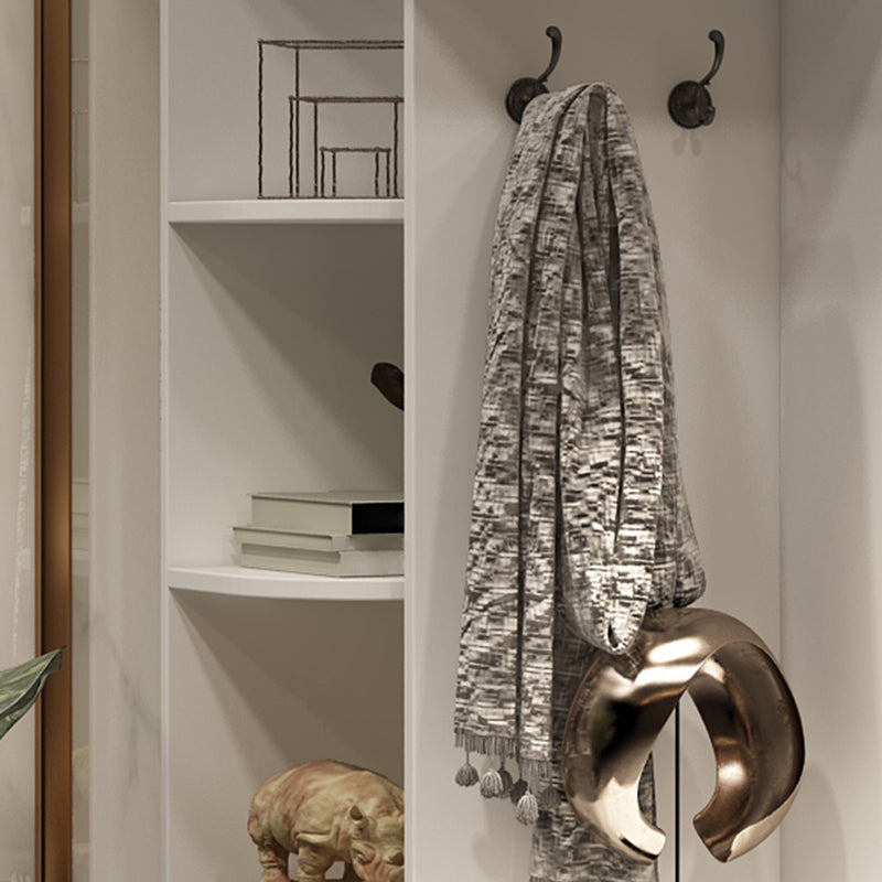 Contemporary White Wardrobe Armoire Engineered Wood Wardrobe with Sliding Door