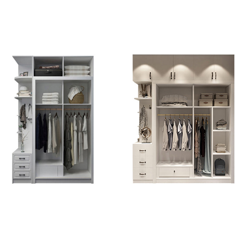 Contemporary White Wardrobe Armoire Engineered Wood Wardrobe with Sliding Door