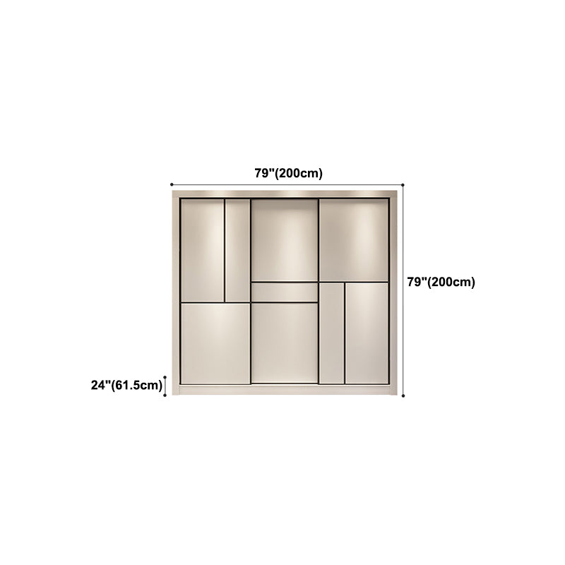 Contemporary White Wardrobe Armoire Engineered Wood Wardrobe with Sliding Door