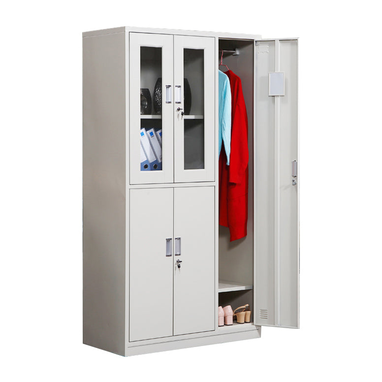 Modern & Contemporary Hinged Door Cabinet Gray Metal Storage Cabinet