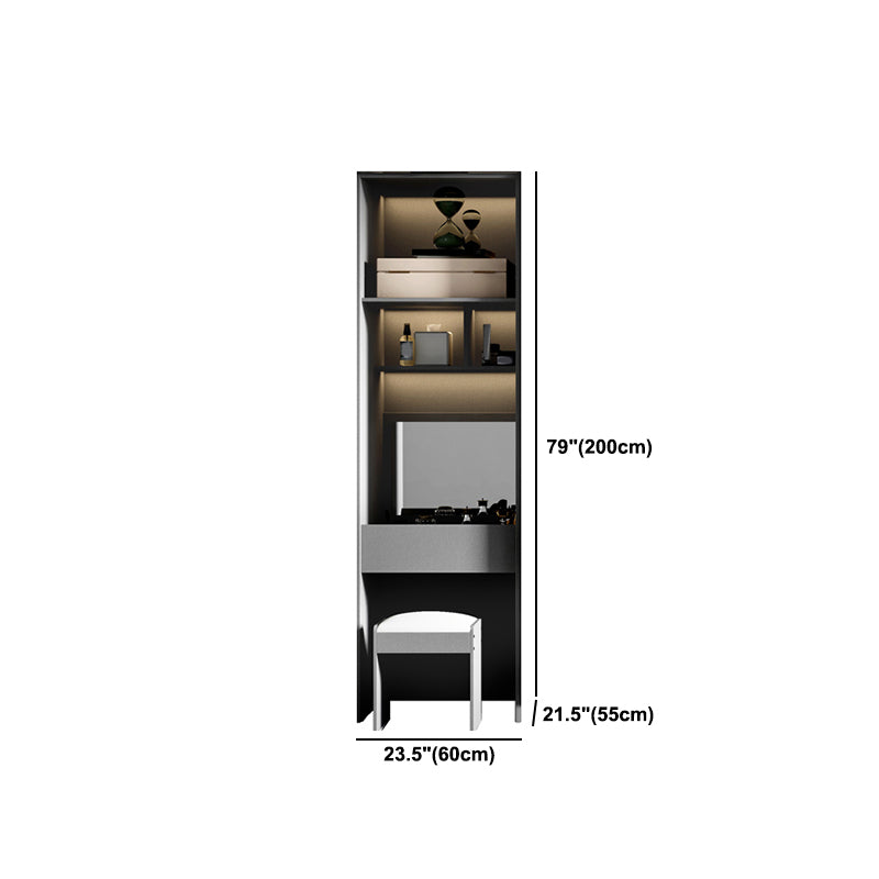 Glass and Wood Wardrobe Cabinet Modern Hinged Wardrobe Armoire