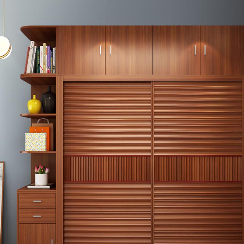 Brown Contemporary Wardrobe Armoire Engineered Wood Wardrobe Closet