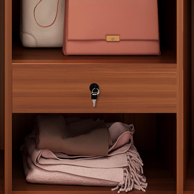 Brown Contemporary Wardrobe Armoire Engineered Wood Wardrobe Closet