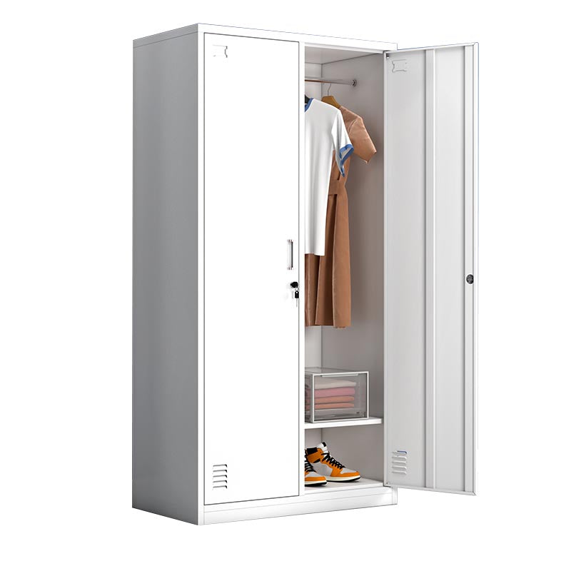 White Metal Wardrobe Armoire Contemporary Hinged Wardrobe Cabinet