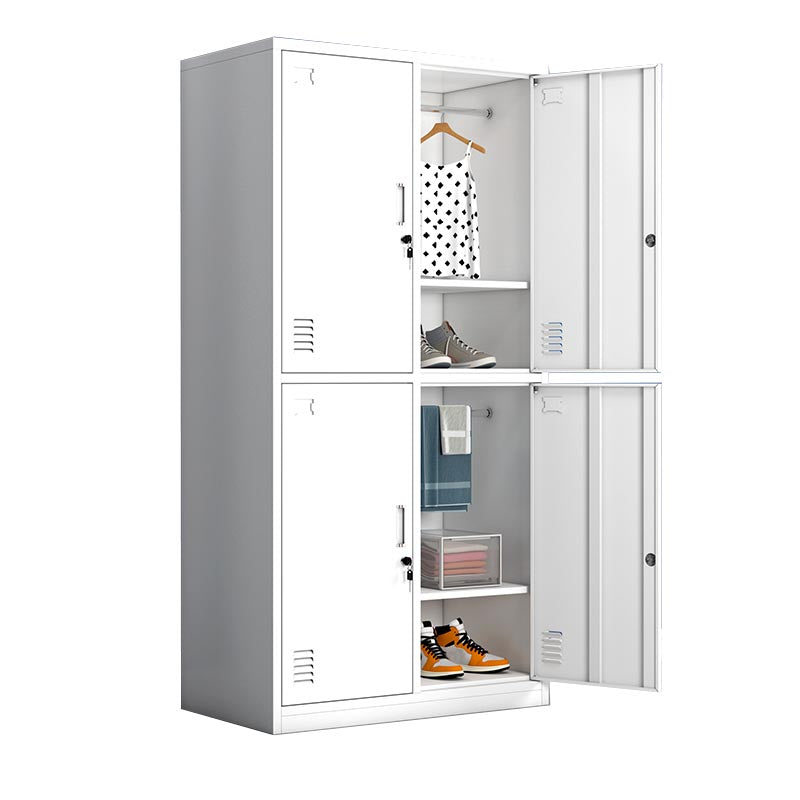 White Metal Wardrobe Armoire Contemporary Hinged Wardrobe Cabinet