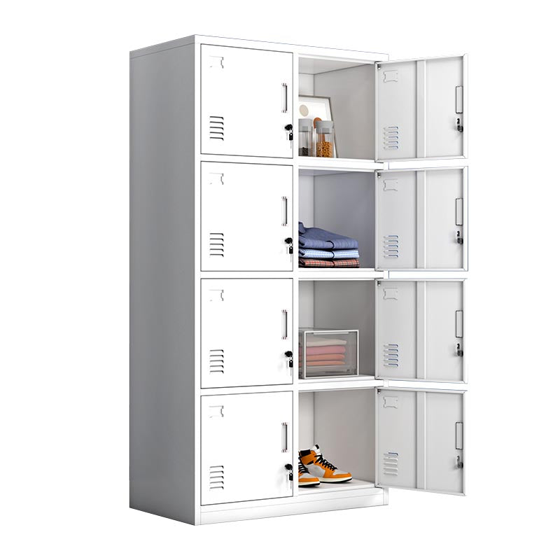 White Metal Wardrobe Armoire Contemporary Hinged Wardrobe Cabinet