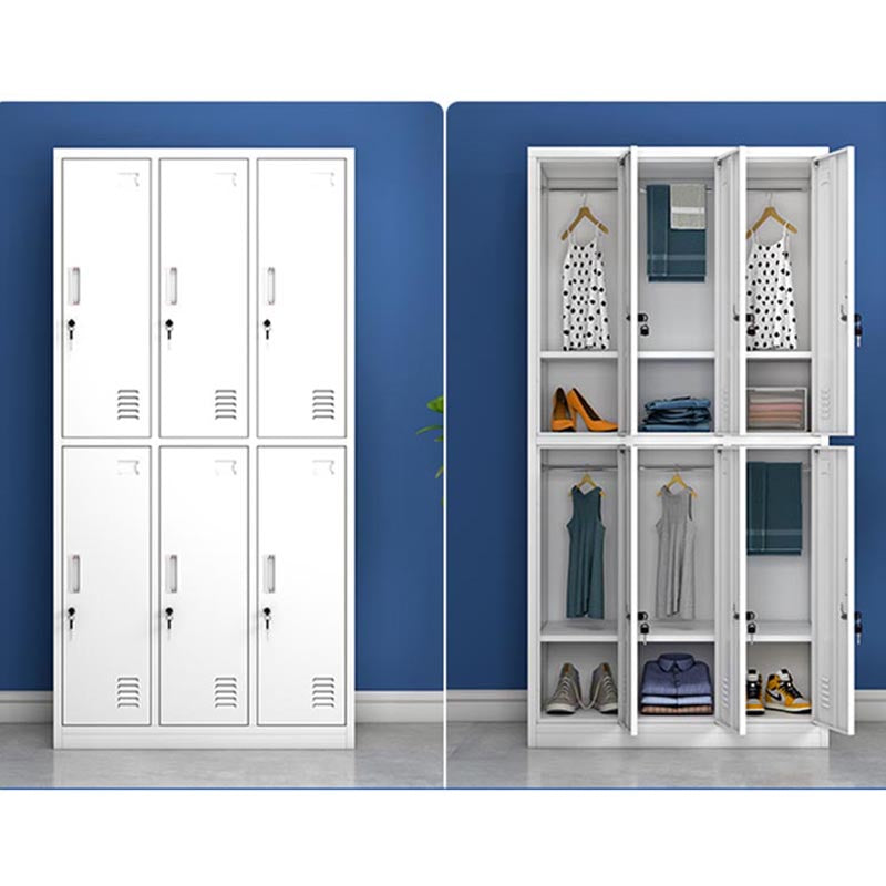 White Metal Wardrobe Armoire Contemporary Hinged Wardrobe Cabinet