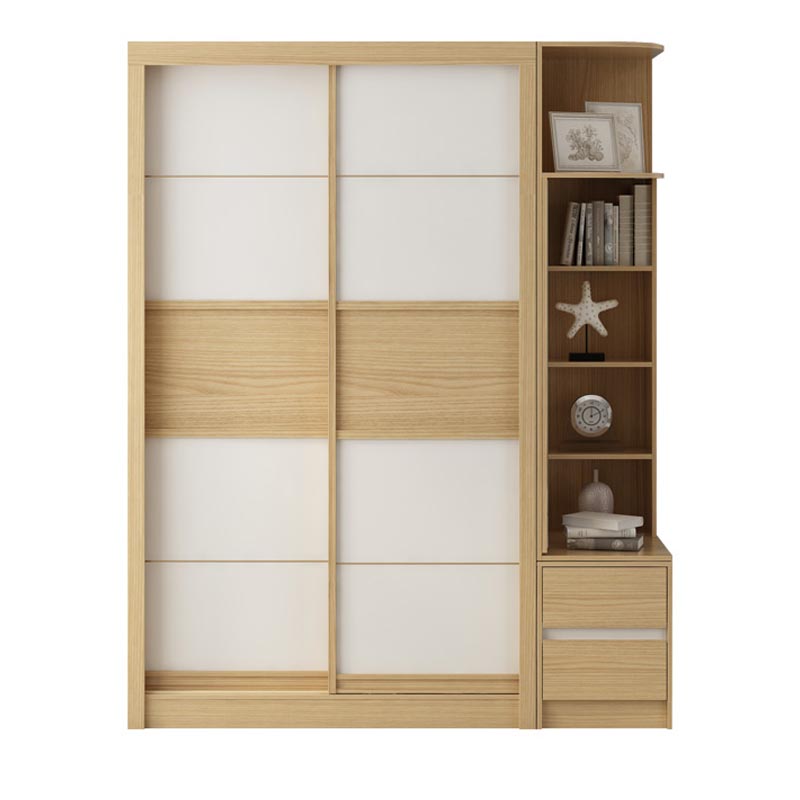Modern Natural Wardrobe Armoire Engineered Wood Wardrobe with Drawer