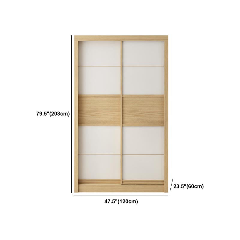 Modern Natural Wardrobe Armoire Engineered Wood Wardrobe with Drawer