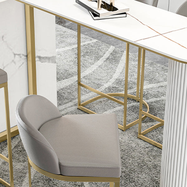 Modern 1/5 Pieces Bar Table Set Stone Counter Table with High Stools for Kitchen