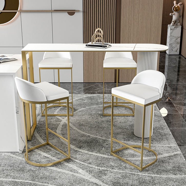 Modern 1/5 Pieces Bar Table Set Stone Counter Table with High Stools for Kitchen