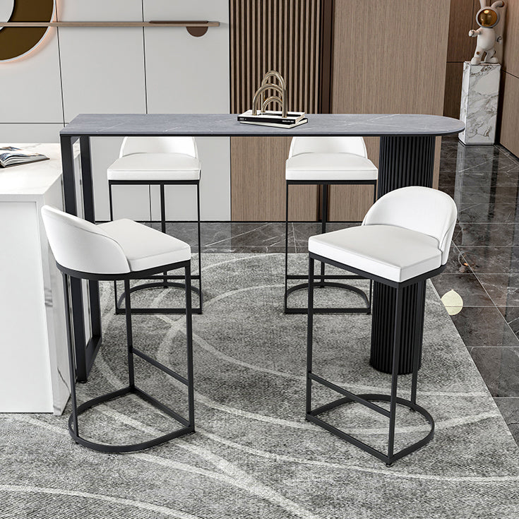 Modern 1/5 Pieces Bar Table Set Stone Counter Table with High Stools for Kitchen
