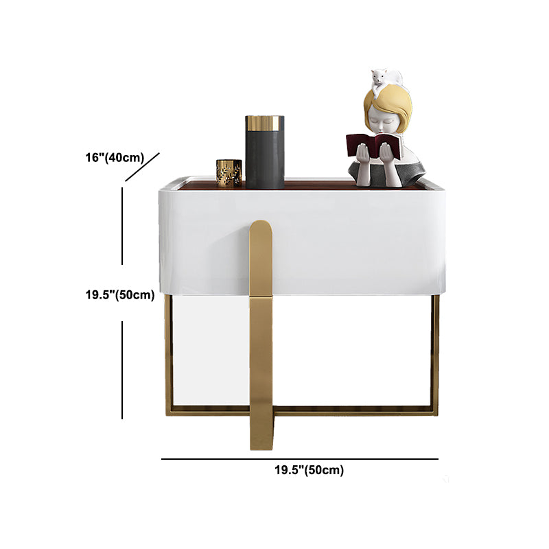 20 Inch Tall Nightstand 1-Drawer Imitation Wood Glam Bed Nightstand with Legs