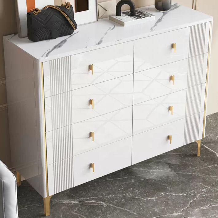 Glam Wood Chest with Stone Top Chest with Drawers for Bedroom