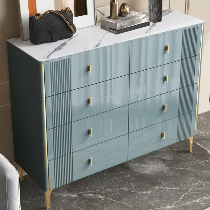 Glam Wood Chest with Stone Top Chest with Drawers for Bedroom