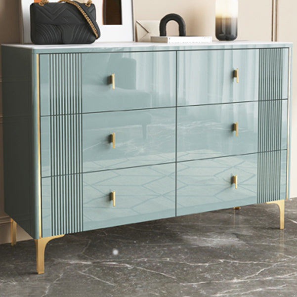 Glam Wood Chest with Stone Top Chest with Drawers for Bedroom