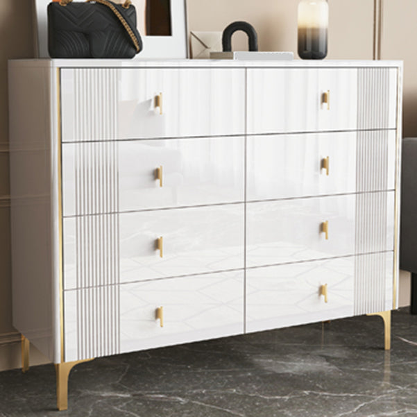 Glam Wood Chest with Stone Top Chest with Drawers for Bedroom