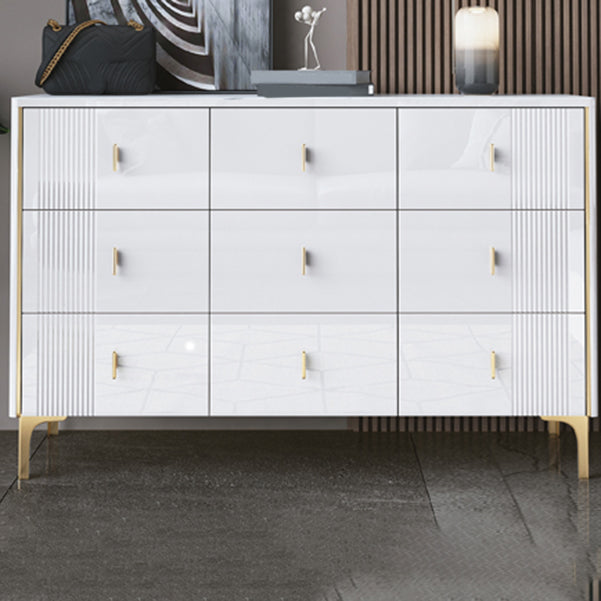 Glam Wood Chest with Stone Top Chest with Drawers for Bedroom